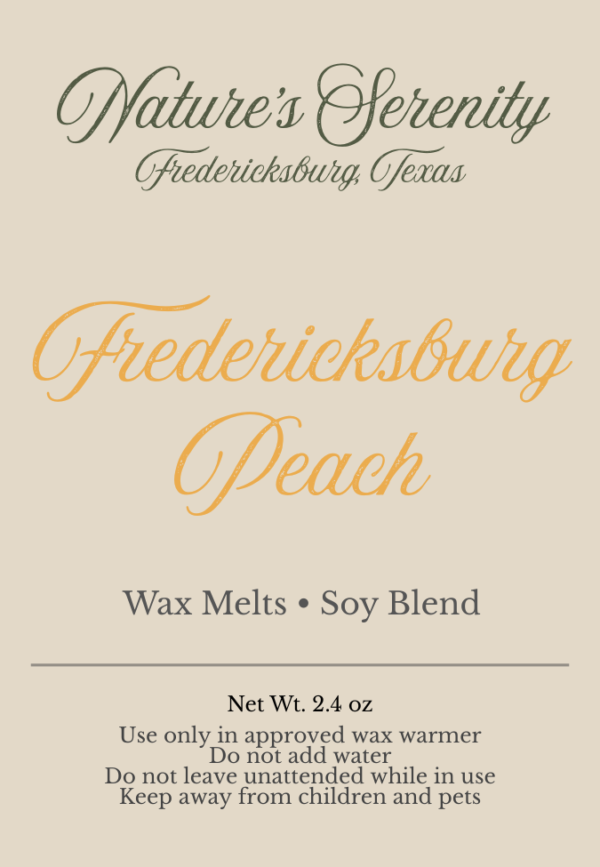 Fredericksburg Peach 2.4 oz soy-coconut wax melts by Nature's Serenity