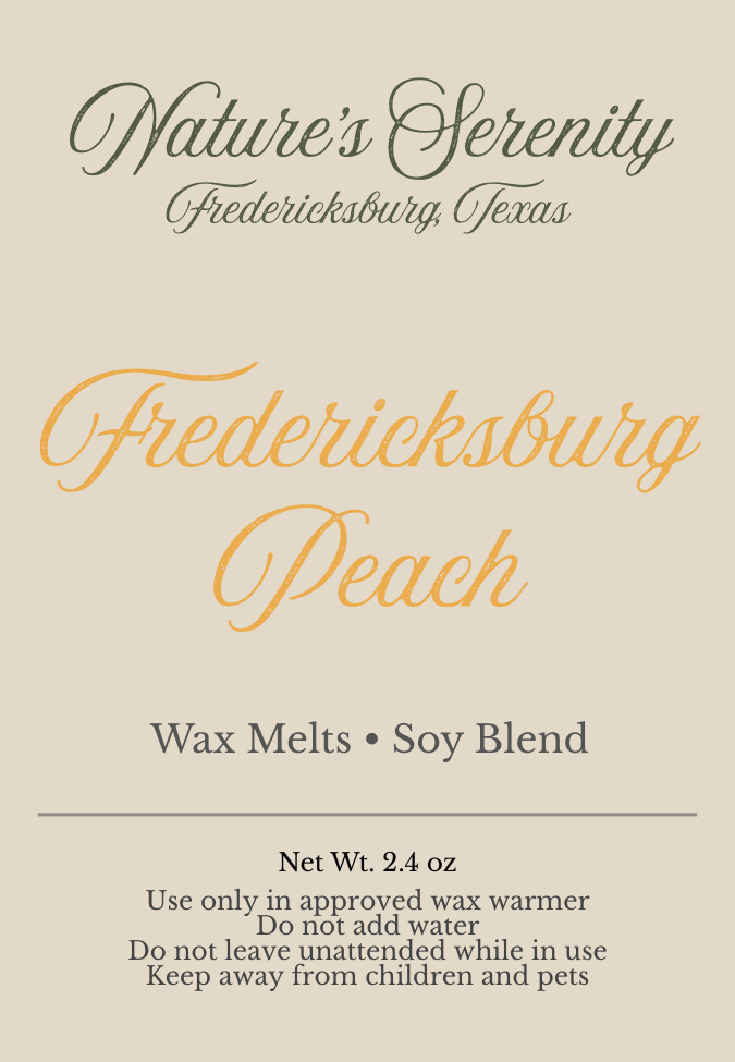 Fredericksburg Peach 2.4 oz soy-coconut wax melts by Nature's Serenity