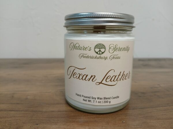 Texan Leather 7.1 oz wood-wick candle by Nature's Serenity