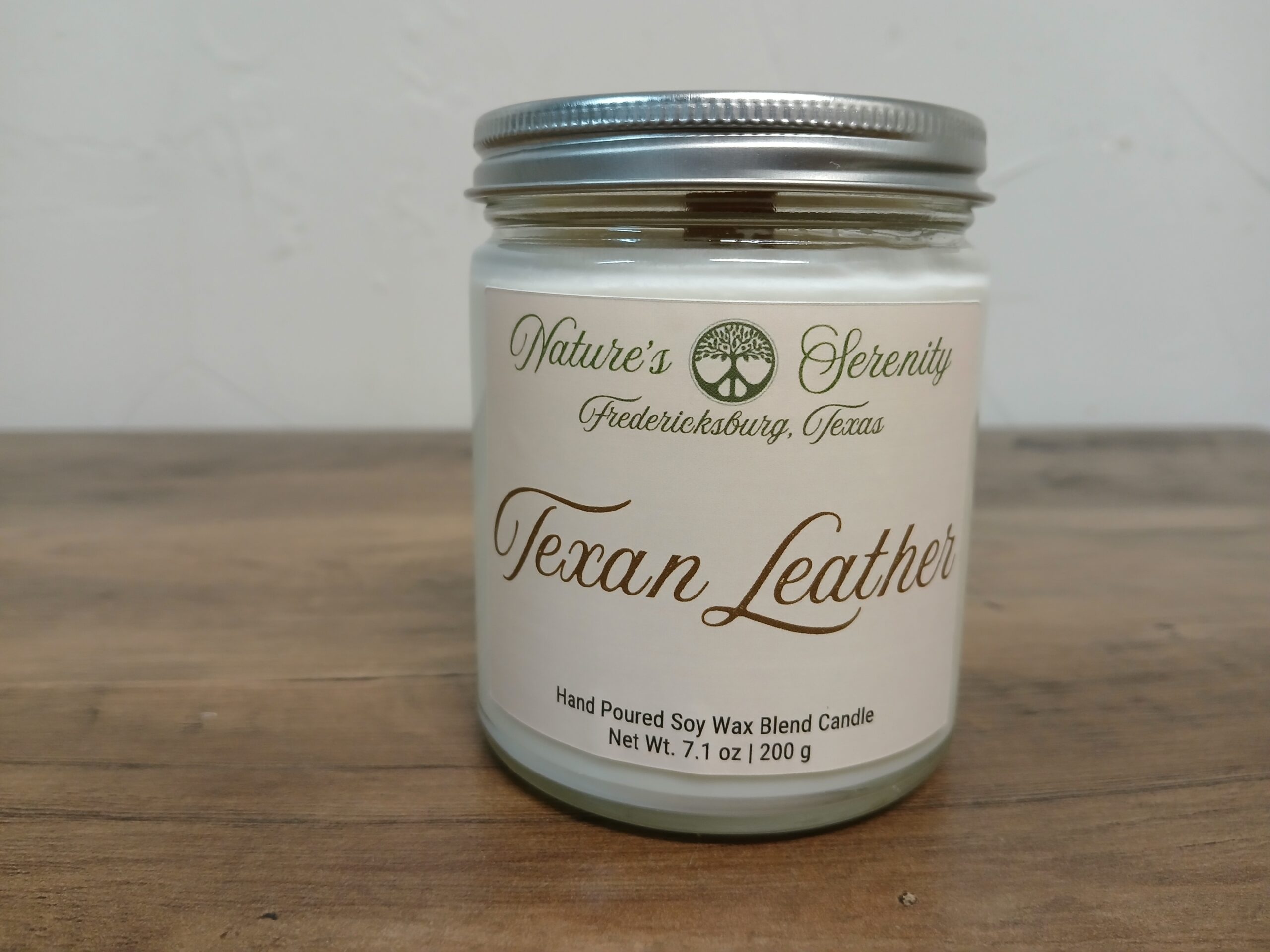 Texan Leather 7.1 oz wood-wick candle by Nature's Serenity
