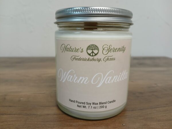 Warm Vanilla 7.1 oz wood-wick candle by Nature's Serenity