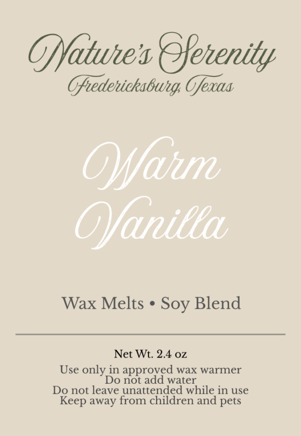 Warm Vanilla 2.4 oz soy-coconut wax melts by Nature's Serenity