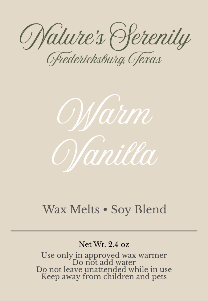 Warm Vanilla 2.4 oz soy-coconut wax melts by Nature's Serenity