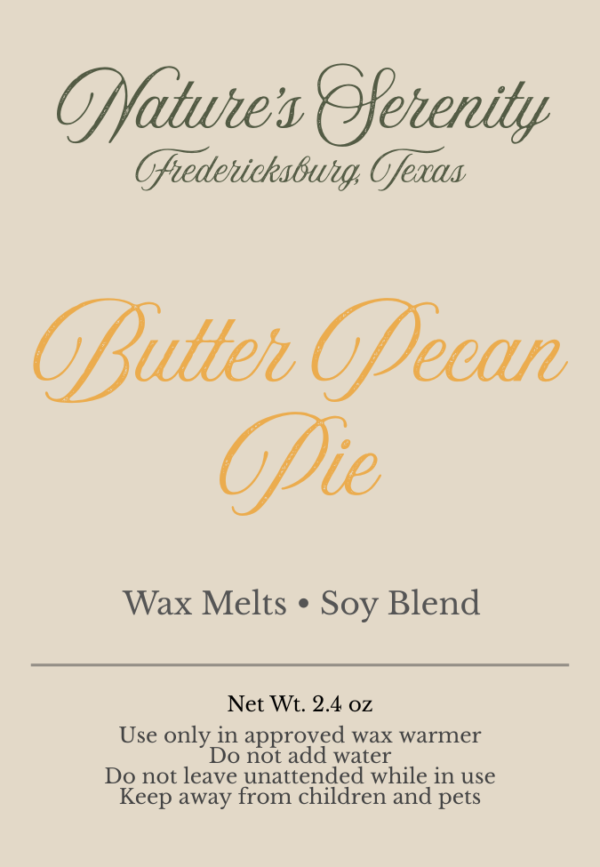Butter Pecan Pie 2.4 oz soy-coconut wax melts by Nature's Serenity