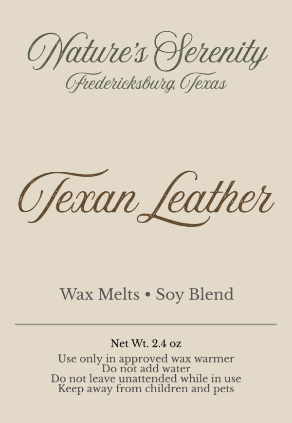 Texan Leather 2.4 oz soy-coconut wax melts by Nature's Serenity