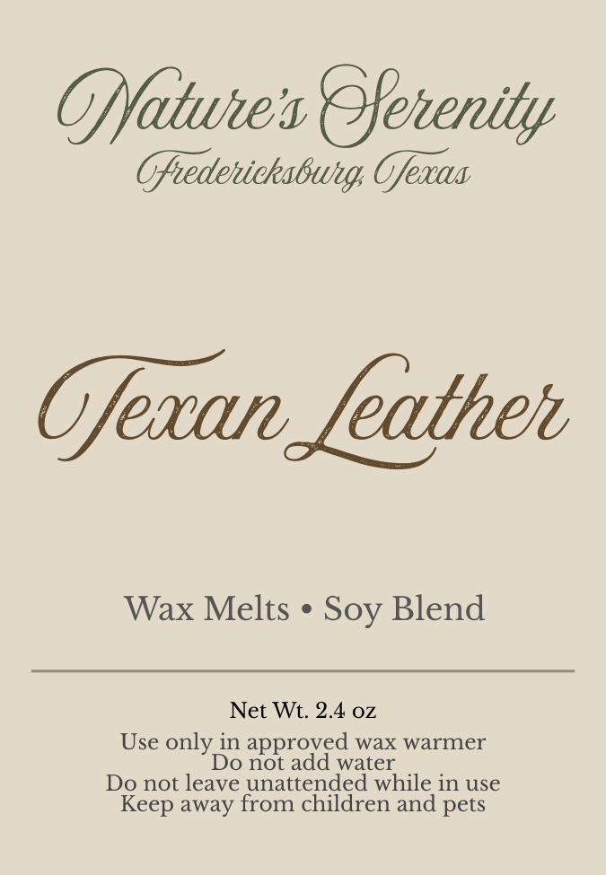 Texan Leather 2.4 oz soy-coconut wax melts by Nature's Serenity