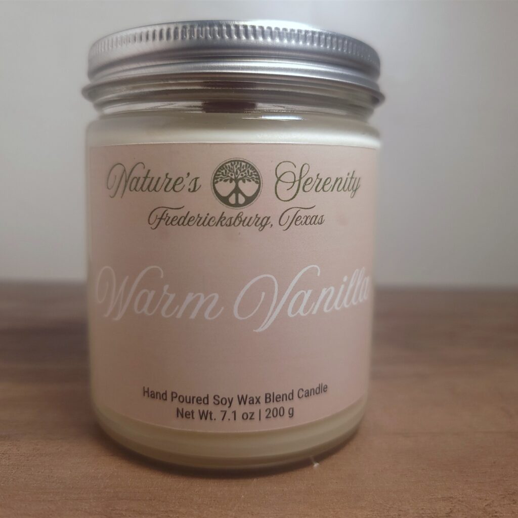 Warm Vanilla 7.1-ounce soy wax blend candle by Nature's Serenity